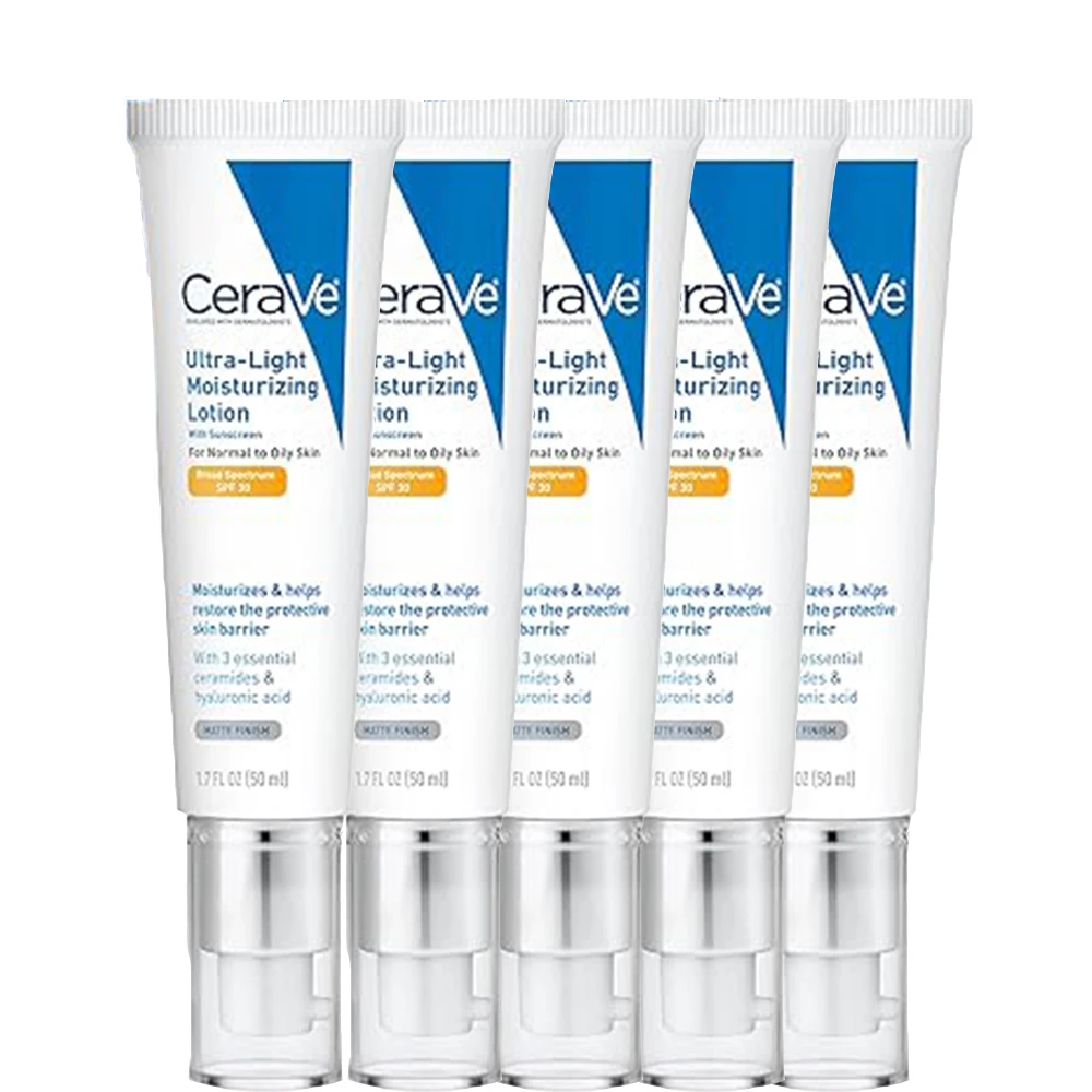 

5PCS CeraVe Ultra Light Moisturizing Lotion SPF 30 Daily Face Sunscreen and Moisturizer Oil Free For All Skin Types Face Cream