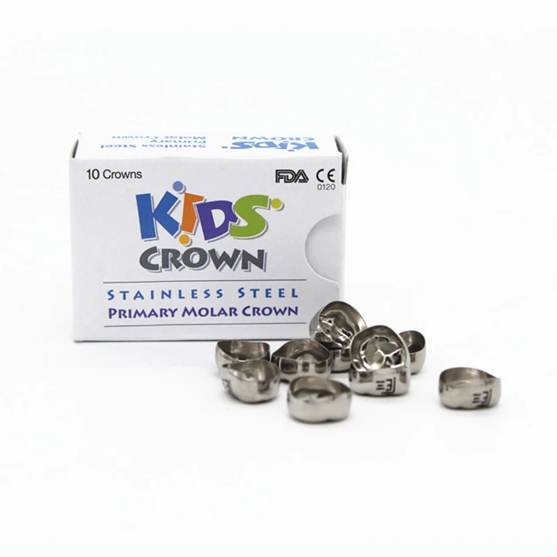 

10Pcs Dental Crown Kids Primary Molar Teeth 1st 2nd Stainless Steel Pediatric Temporary Crowns Upper/Lower Left/Right Teeth