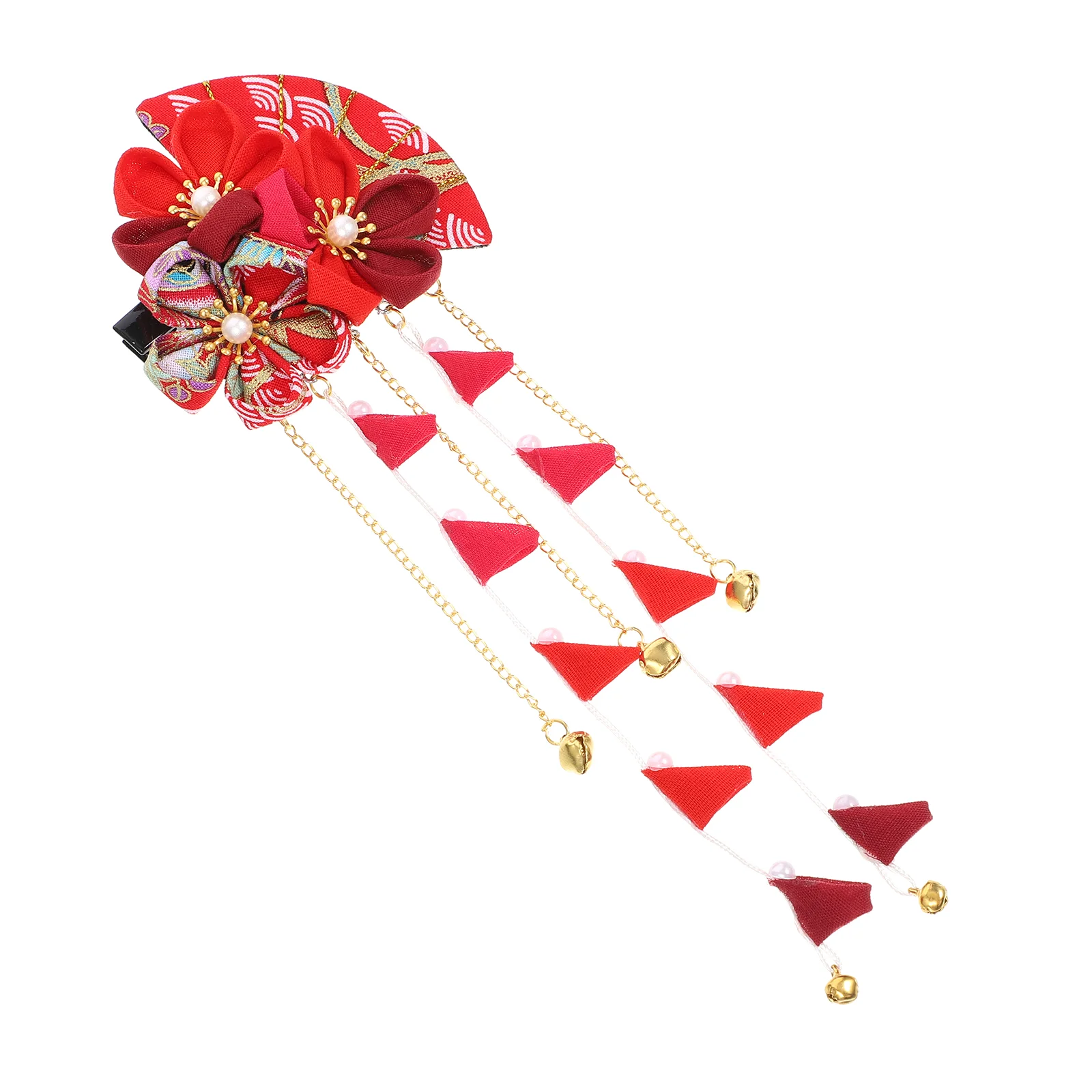 

Japanese Hair Pin Long Tassel Hair Clip Classic Flower Hair Barrette for Kimono Hanfu Yukata Hair Accessories Red