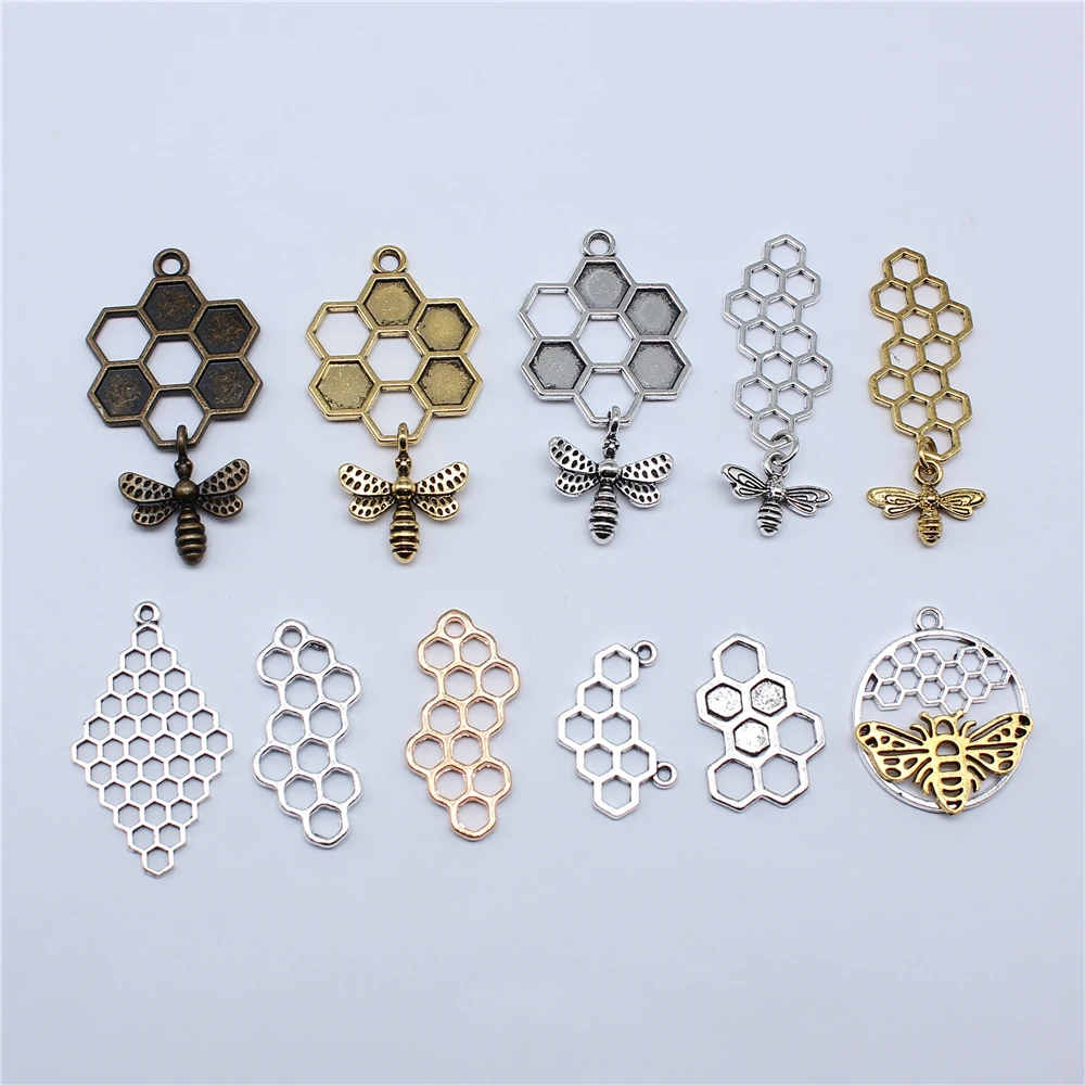 

10pcs Charms Bee Honeycomb Honey Beehive Pendants Making DIY Handmade Finding Jewelry