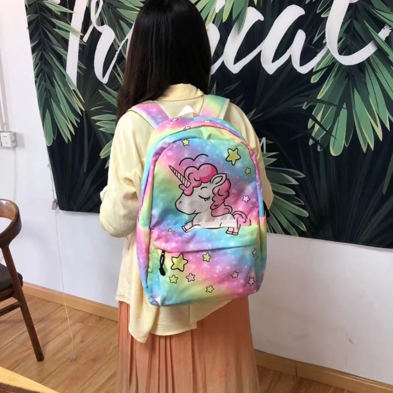 2022 New Unicorn Girl School Bags for Primary Secondary Students Fashion Cute Large Capacity Backpack for Travel