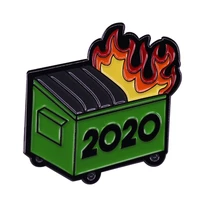 dumpster fire 2020 collectible brooch metal badge lapel pin jacket jeans fashion jewelry accessories gift