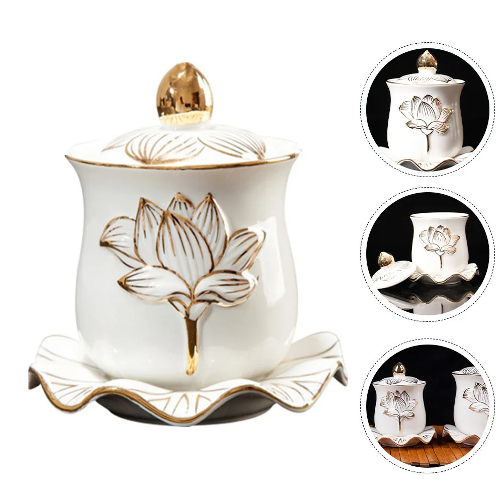 

Bowl Cup Offering Water Altar Buddhist Holy Buddha Tea Supplies With Lid Cups Mug Smudge Temple Bowls Decoration Smudging