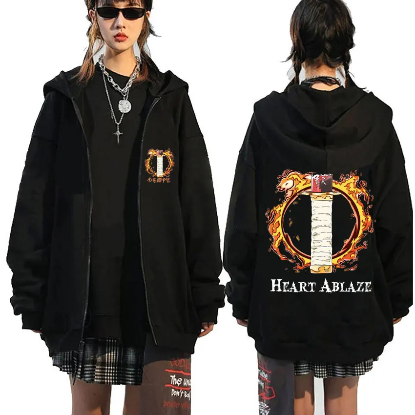 

Anime Demon Slayer Rengoku Kyoujurou Set Your Heart Ablaze Zipper Hoodie Kimetsu No Yaiba Manga Oversized Zip Up Jacket Unisex