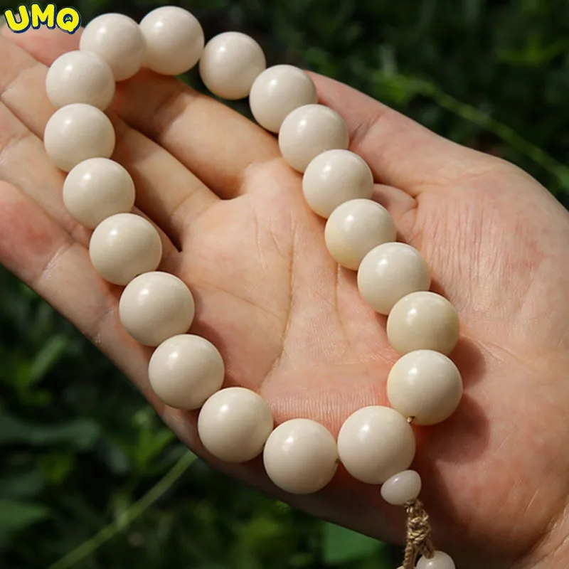 Natural White Jade Bodhi 18-seed Hemp Rope Hand String Beads Holding the Bodhi Root Eighteen Seed Buddha Beads Rosary Bracelet
