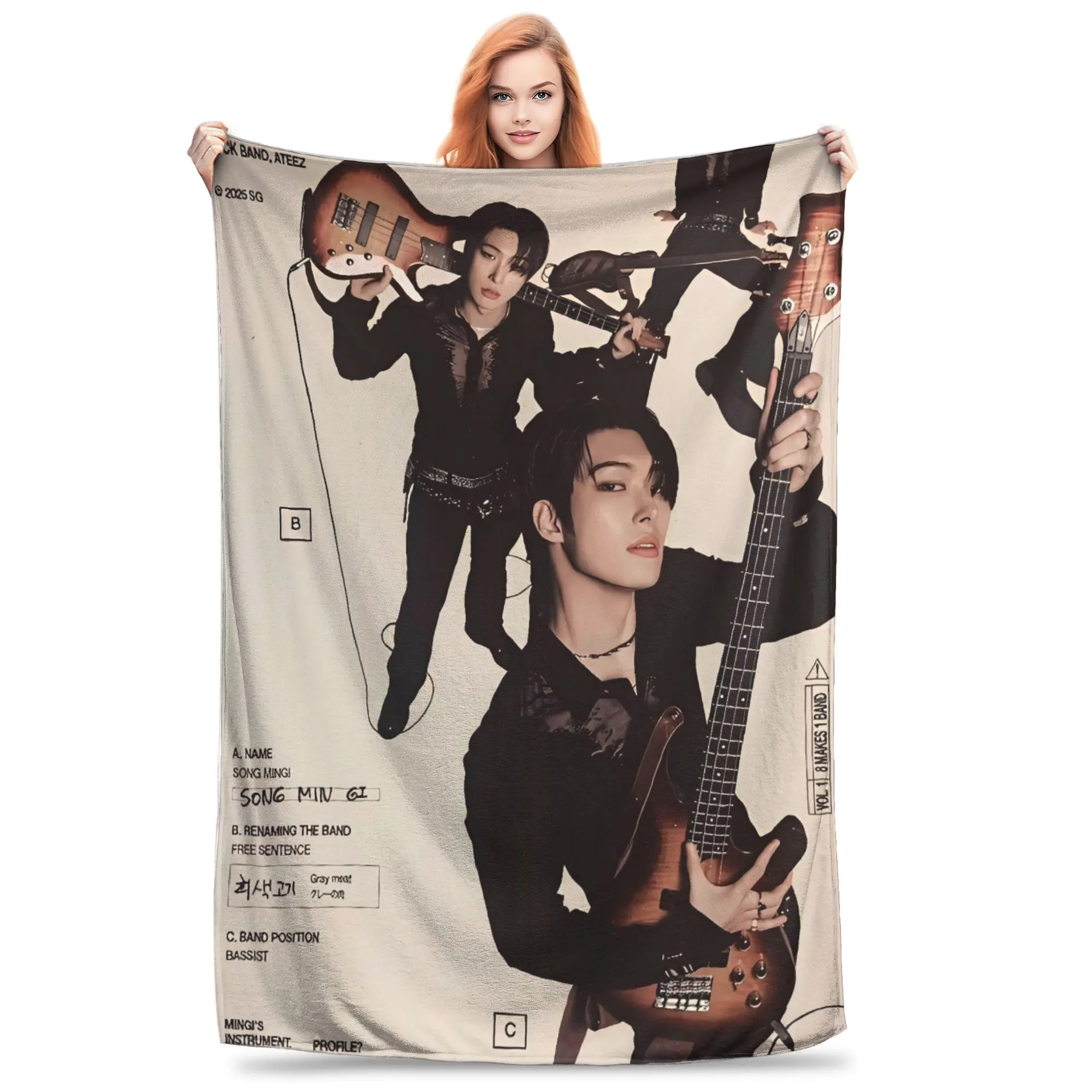 

Kpop Ateez Band плюшевое одеяло