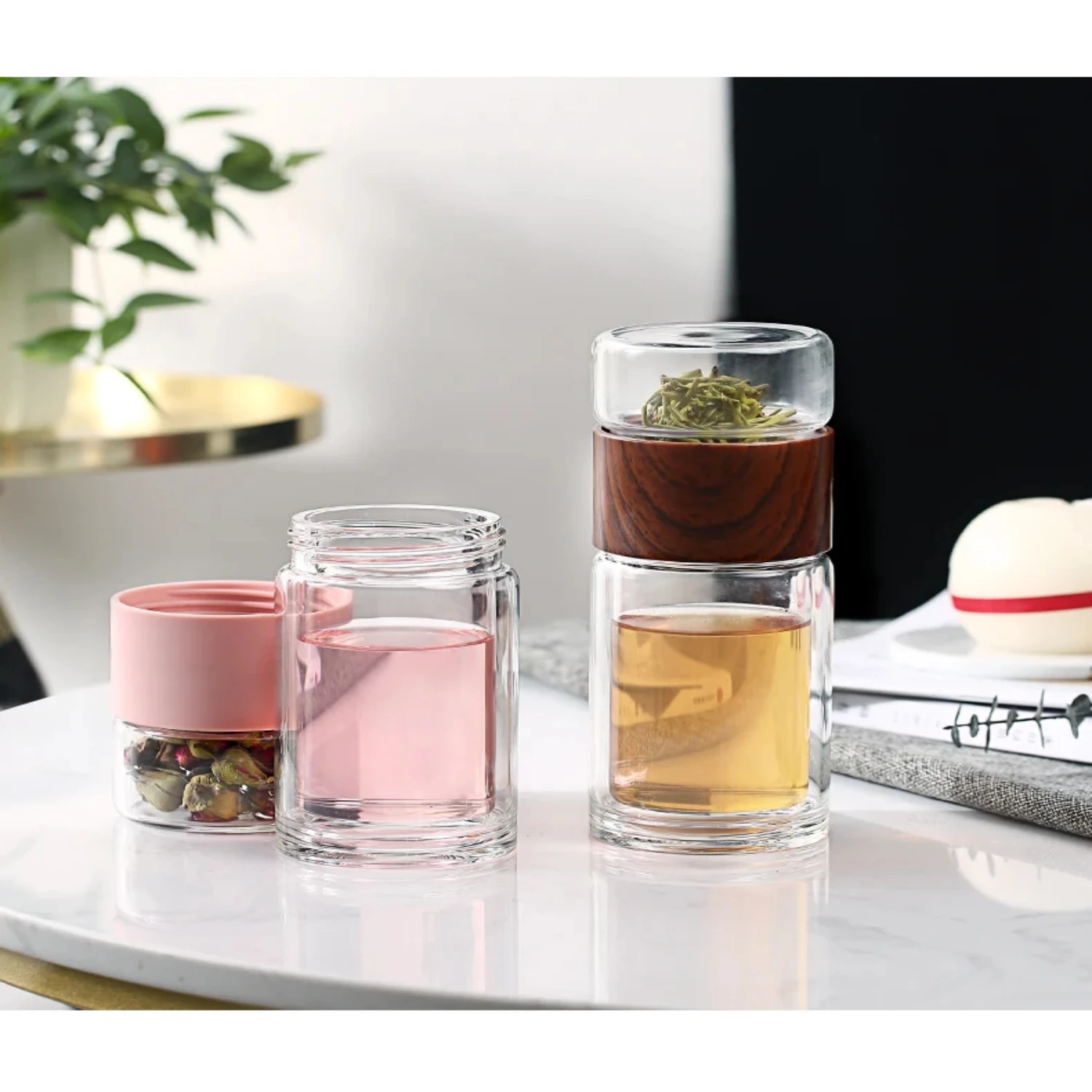 Oneisall Tea Water Bottle Travel Drinkware Portable Double Wall Glass Stainless Steel Infuser Filters The Filter Tumbler