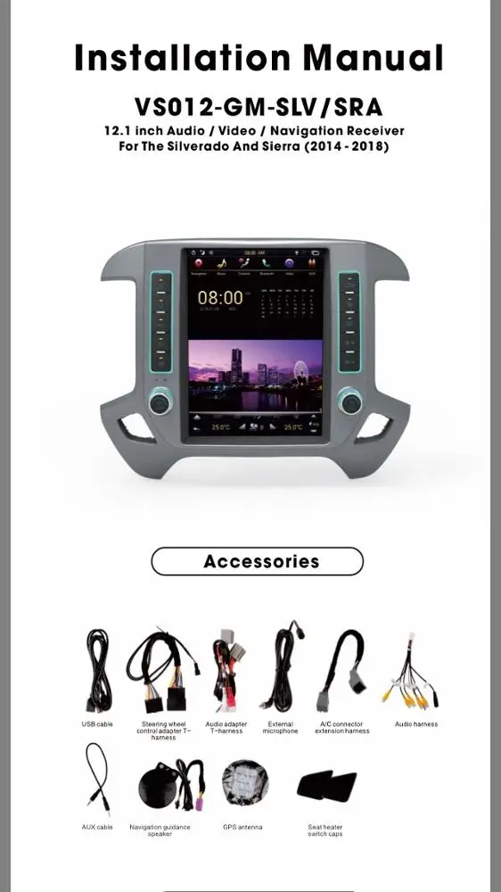 12.1'' NaviHua dvd player video factory price for GMC Sierra Navigation Android Vertical screen style Wireless Carplay - купить по