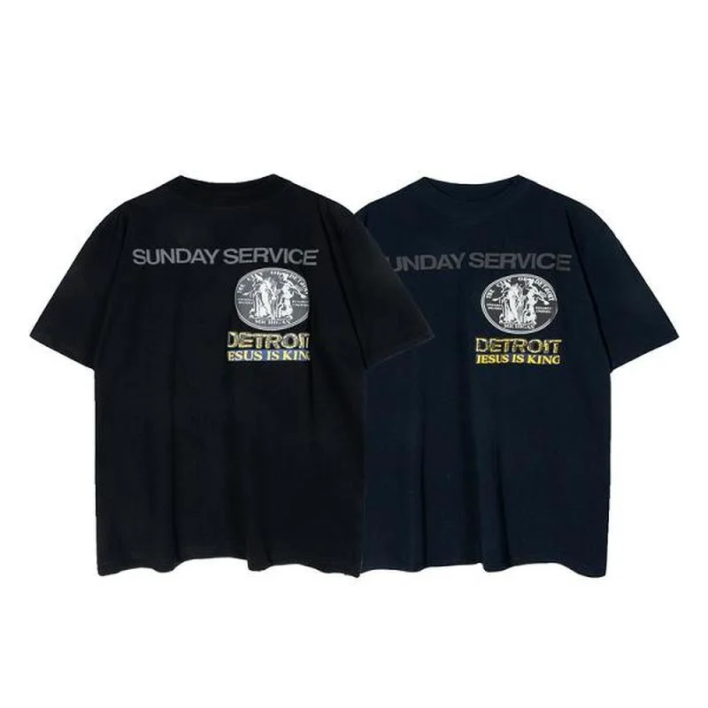 

22SS Gothic Pattern Print JesuS Is King T Shirt Men Women EU Size 100% Cotton JesuS Is King Top Tee Vintage Clothes Summer Goth