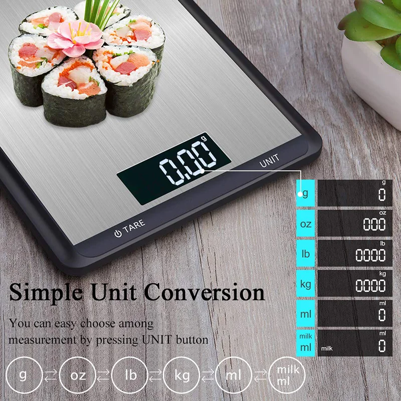 

Lcd Display 5Kg 10Kg/1G Multi-Function Digital Kitchen Scale Stainless Steel Weighing Food Scale Cooking Tools Balance