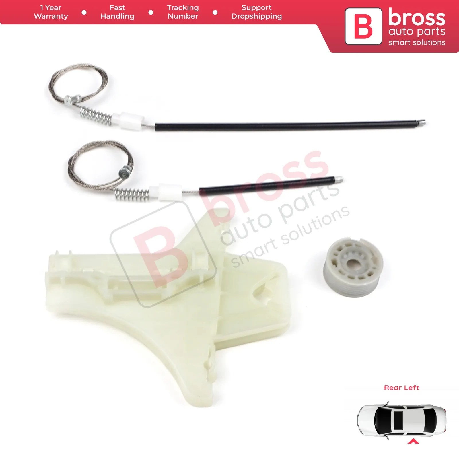 

BWR304 Window Regulator Repair Kit Rear Left Door 1K4839461A for Jetta Golf MK5