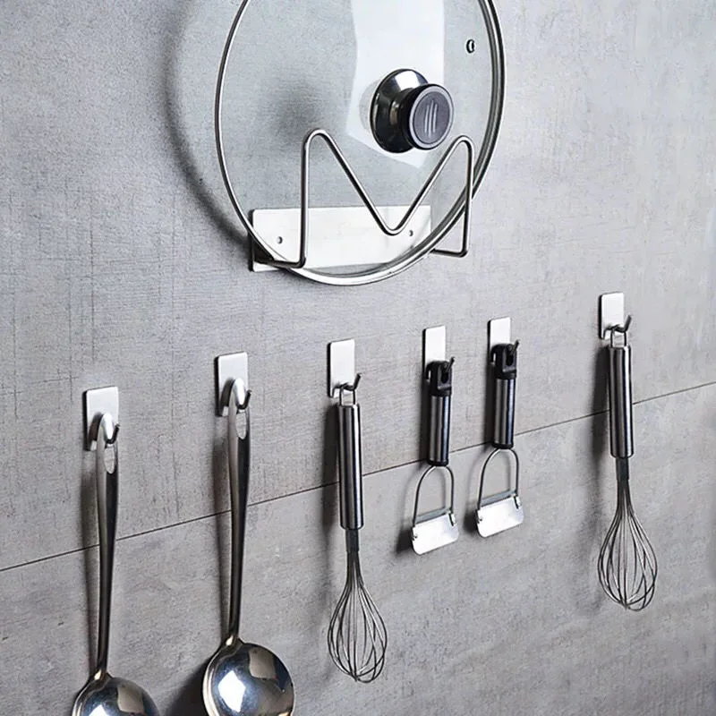

1Pc Self Adhesive Stainless Steel Wall Hook Key Bag Hanger Sticky Kitchen Home Bathroom Storage Hanging Holder Waterproof Towel