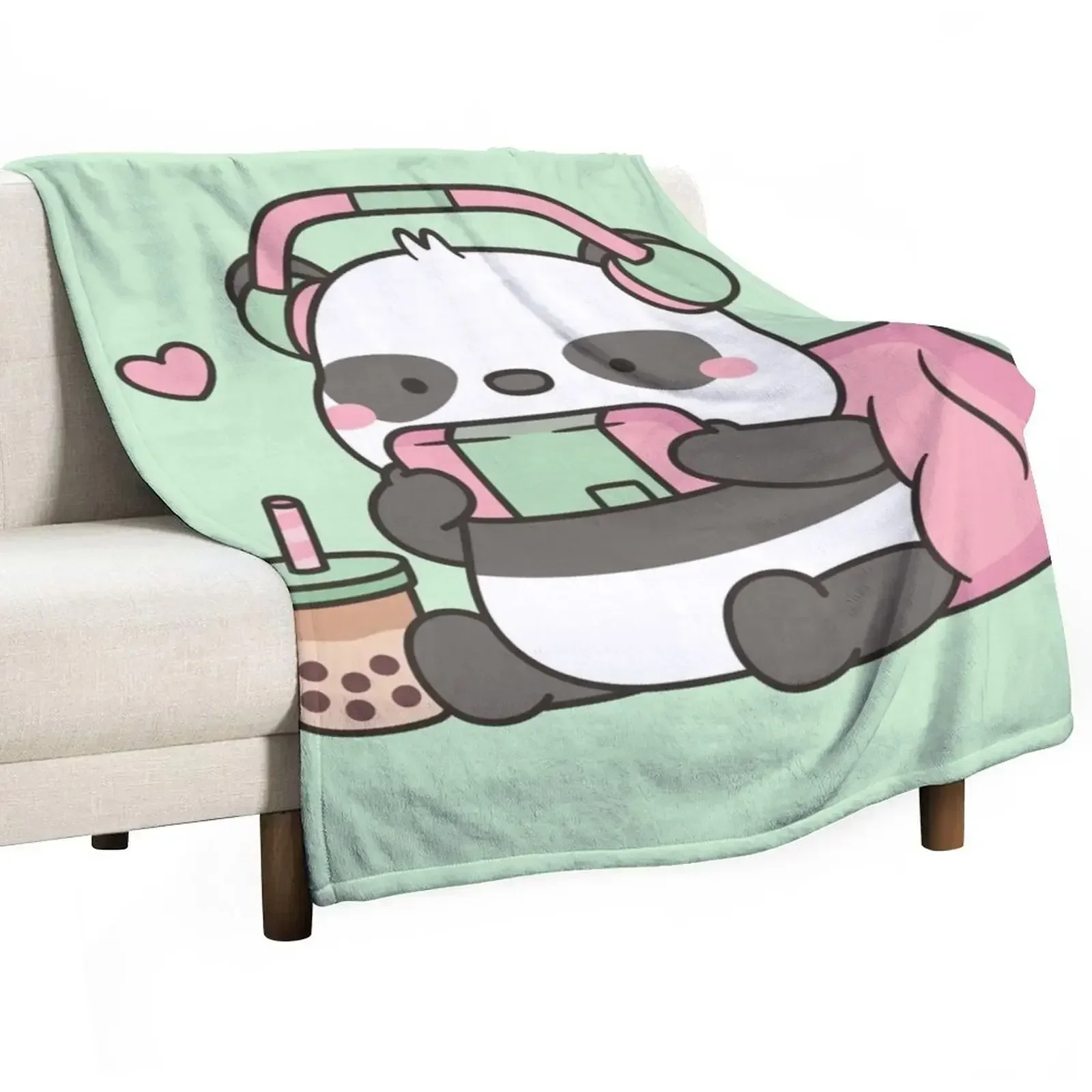 Милая маленькая панда-геймер с наушниками одеяло детские фланелевые покрывала