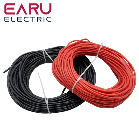 Термостойкий электрический силиконовый кабель, 8 - 30 AWG, 2 шт, 5 м + 5 м