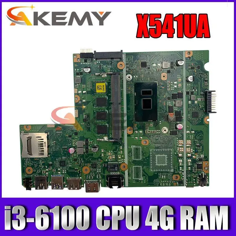 

Akemy X541UA 4GB memory With i3-6100CPU mainboard For ASUS X541UV X541UA X541U laptop motherboard Tested Working free shipping