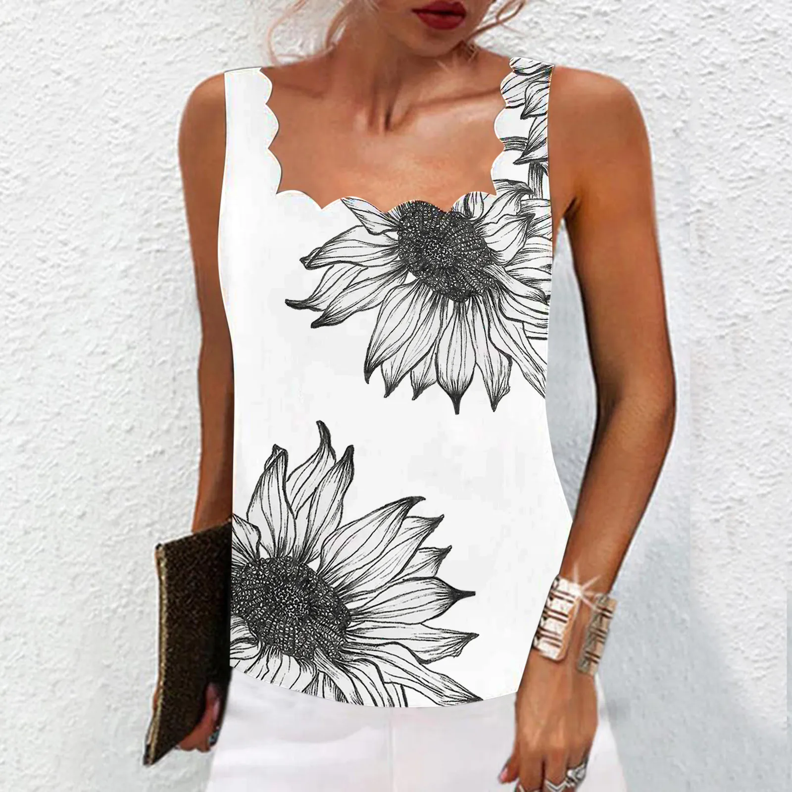 

Женская Повседневная рубашка, летний топ без рукавов, кружевной топ с квадратным вырезом, Повседневная однотонная майка без рукавов, сетчат...