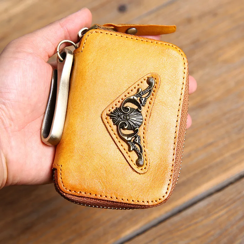 Fashion designer luxury genuine leather men's women's key bag casual organizer high quality real leather small coin purse