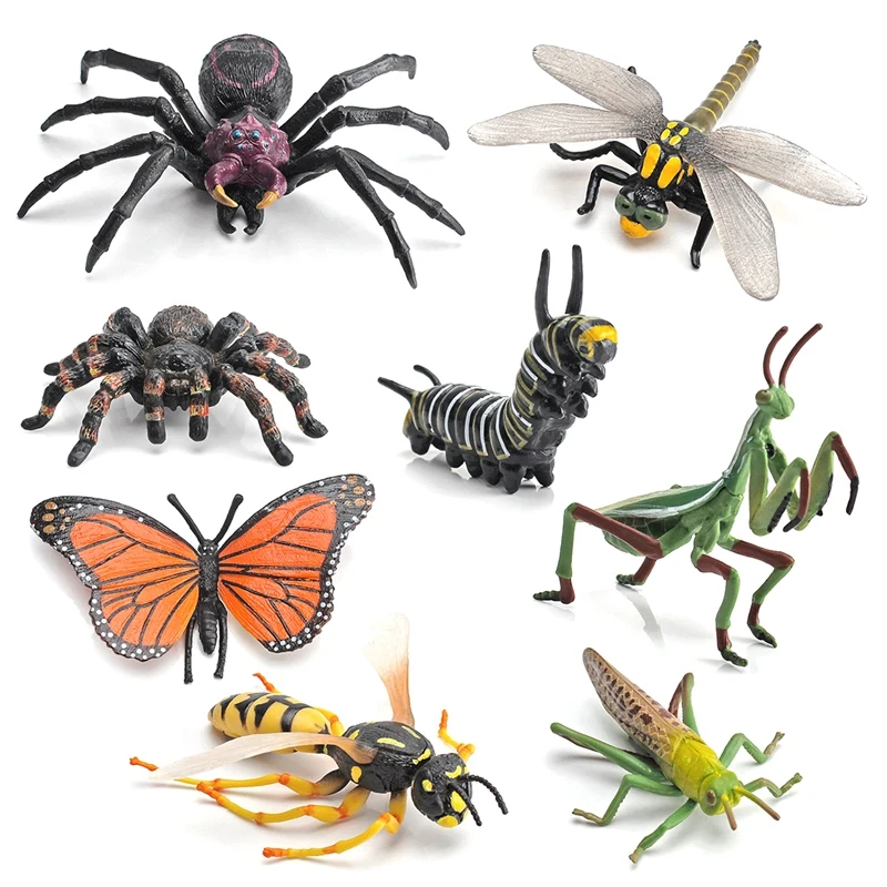 

8Pcs/Set Children Lifelike Simulation Insect Model Kids Spider Butterfly Animal Model Solid Static Hand-Made Toys