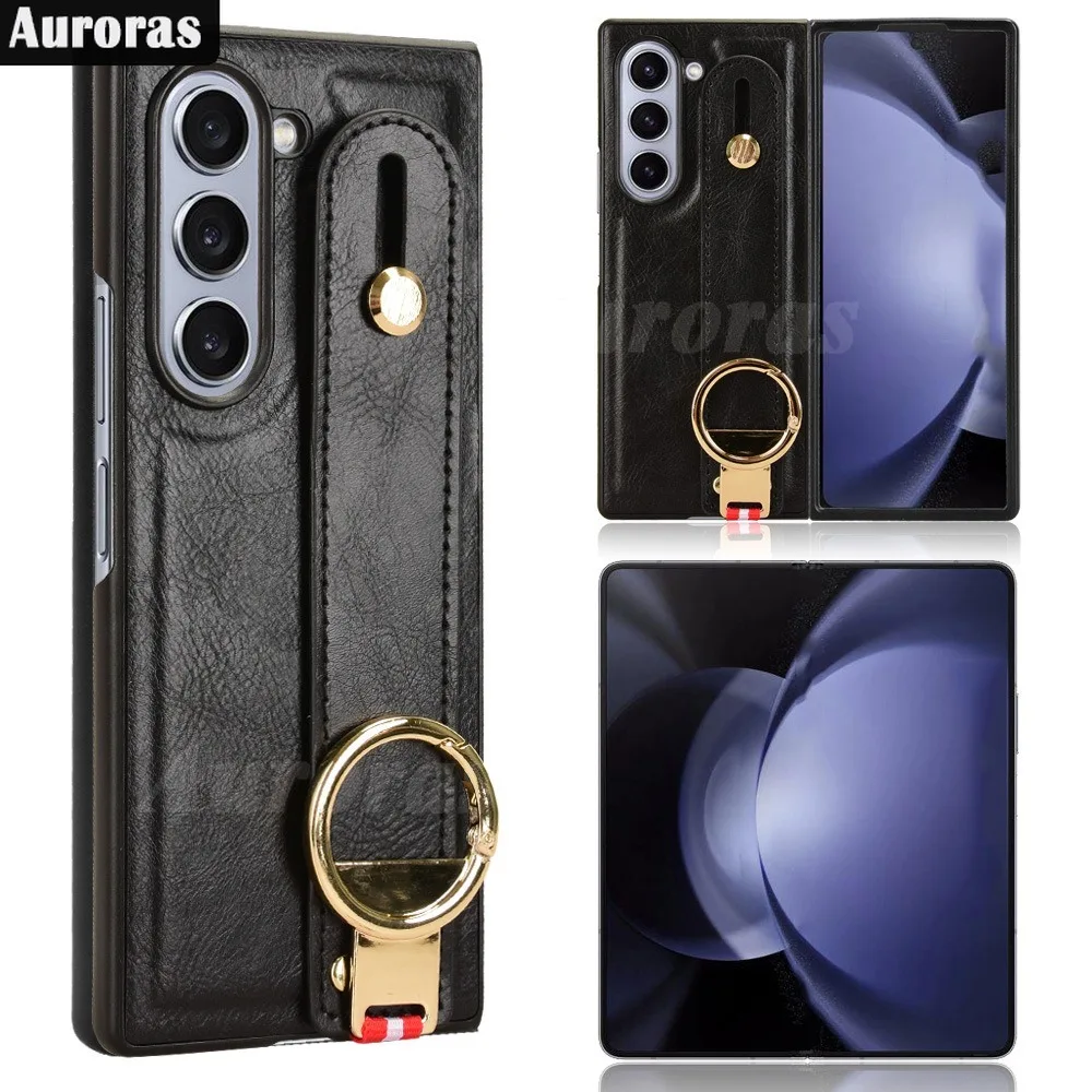 Кожаный чехол Auroras для Samsung Galaxy Z складной телефона 6 дюймов с кольцом на запястье