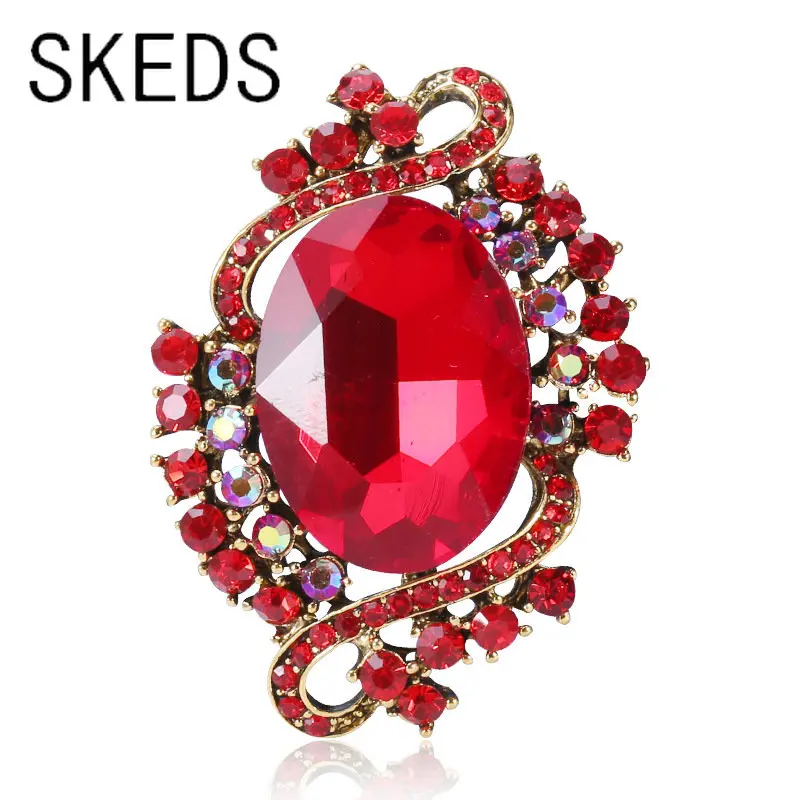 

SKEDS New Arrival Women Exquisite Big Rhinestone Brooches Pins Luxury Shiny Boutique Decoration Party Banquet Jewelry Badges