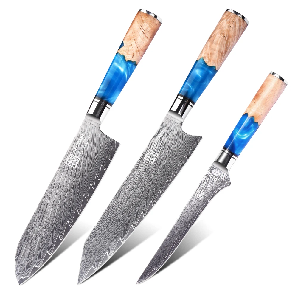 

Набор кухонных ножей KEEMAKE Sky 3 шт., бритвенный станок, острый, дамасская сталь, сантоку кирицуке, японский шеф-повар, нож для косточек, инструменты для резки