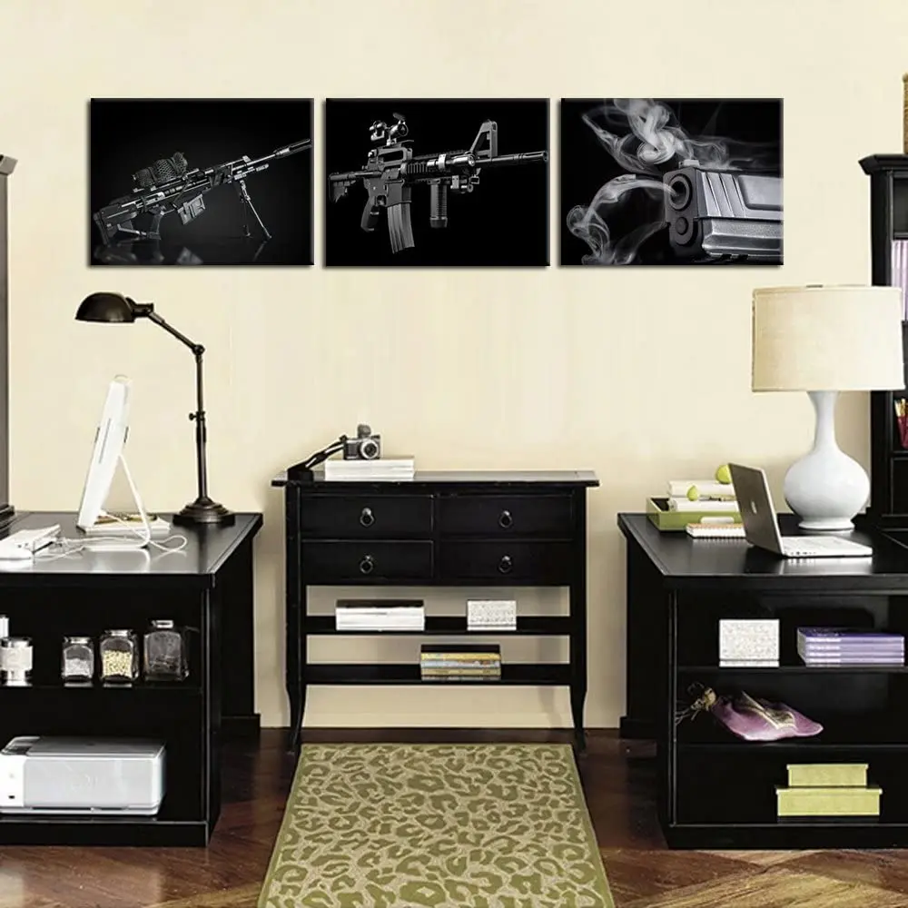Комплект из 3 предметов картины на холсте картина снайперская винтовка пистолет