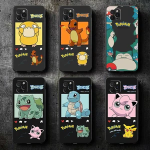 pokémon japanese anime phone case for funda iphone 11 13 12 pro max mini x xr xs max se 2020 6 6s 7 8 plus celular black etui free global shippin
