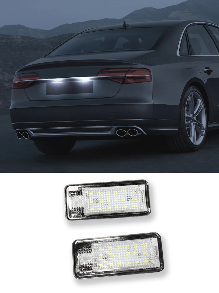 2 Шт. Светодиодные Фонари Номерного Знака Audi Без Ошибок Canbus Для A3 A4 S4 RS4 B6 B7 A6 RS6 S6 C6 S5