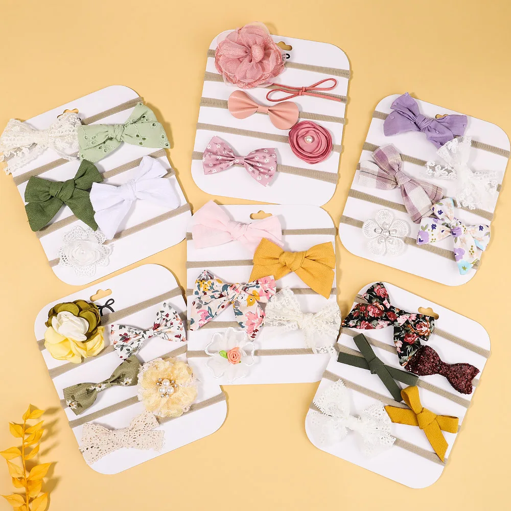 

5Pcs/Set Baby Headband Bows for Girls Headbands Children Elastic Hair Bands New Born Hairband Soft Toddler Cute Accessories Gift