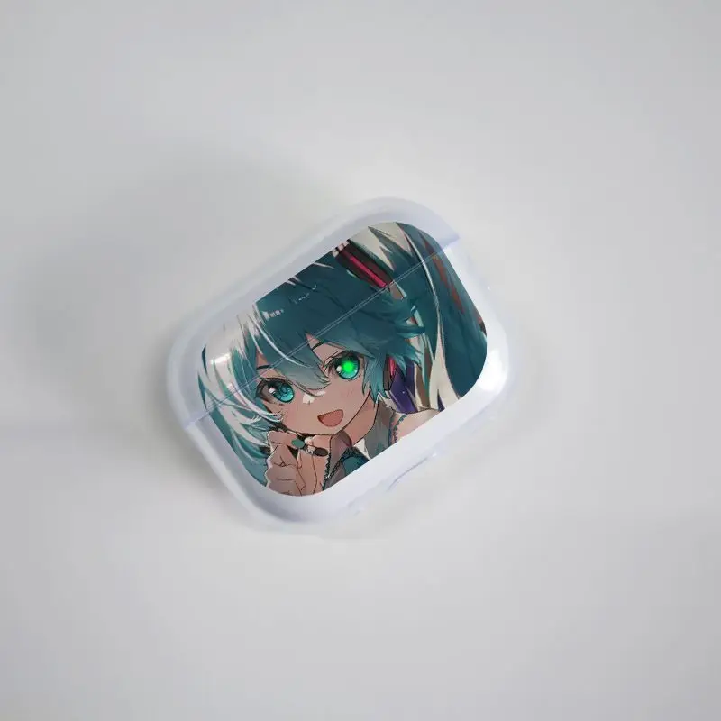 Фото Чехол для наушников с мультяшным рисунком Hatsune Miku, Bluetooth-чехол для наушников, подходит для AirPodsPro3/2, AirPods 4/3/2/1, прозрачный мягкий чехол для гарнитуры №3