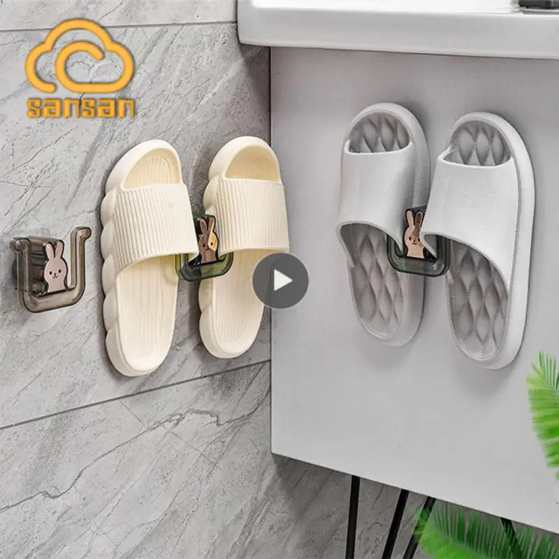 

Punch-free Cute Slipper Rack Wall-mounted Storage Hole-free Shoe Rack Punch-free Installation Cute Shoe Rack Bathroom Hips