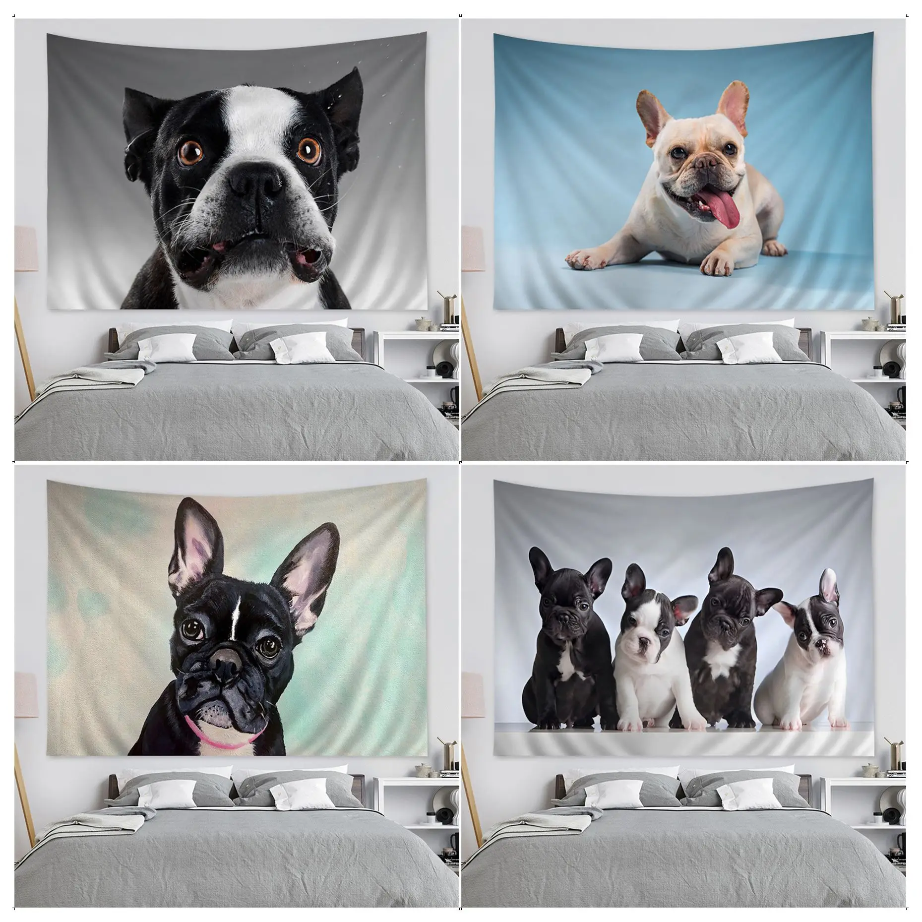 

Cute Animals French Bulldog Hanging Bohemian Tapestry Cheap Hippie Wall Hanging Bohemian Wall Tapestries Mandala Art Home Decor