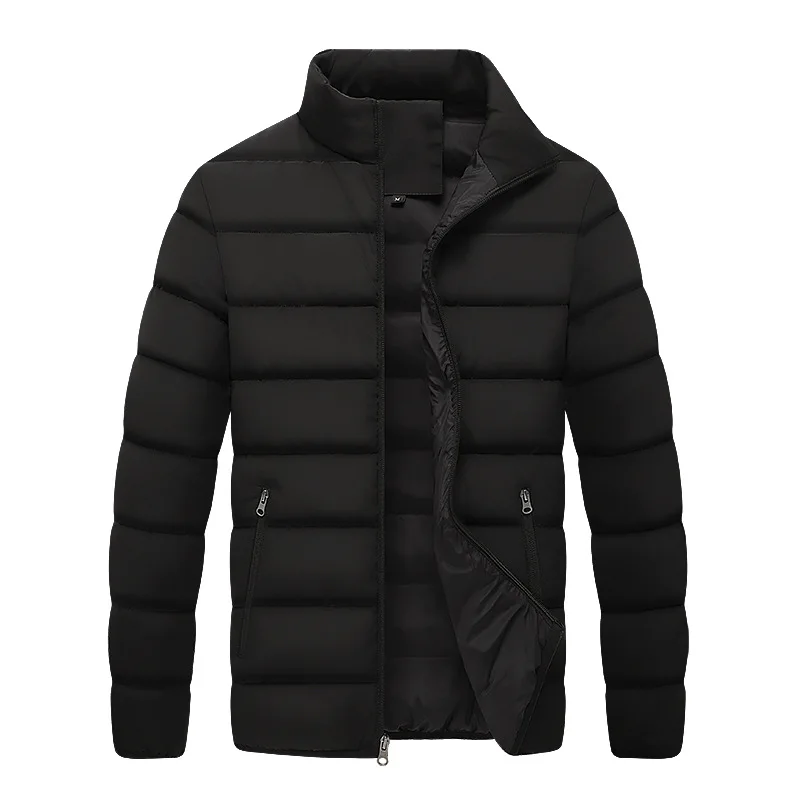 Thick Men New Warm Parka Jackets Winter Casual Men's Outwear Coats Solid Stand Collar Male Windbreak Cotton Padded Down Jacket