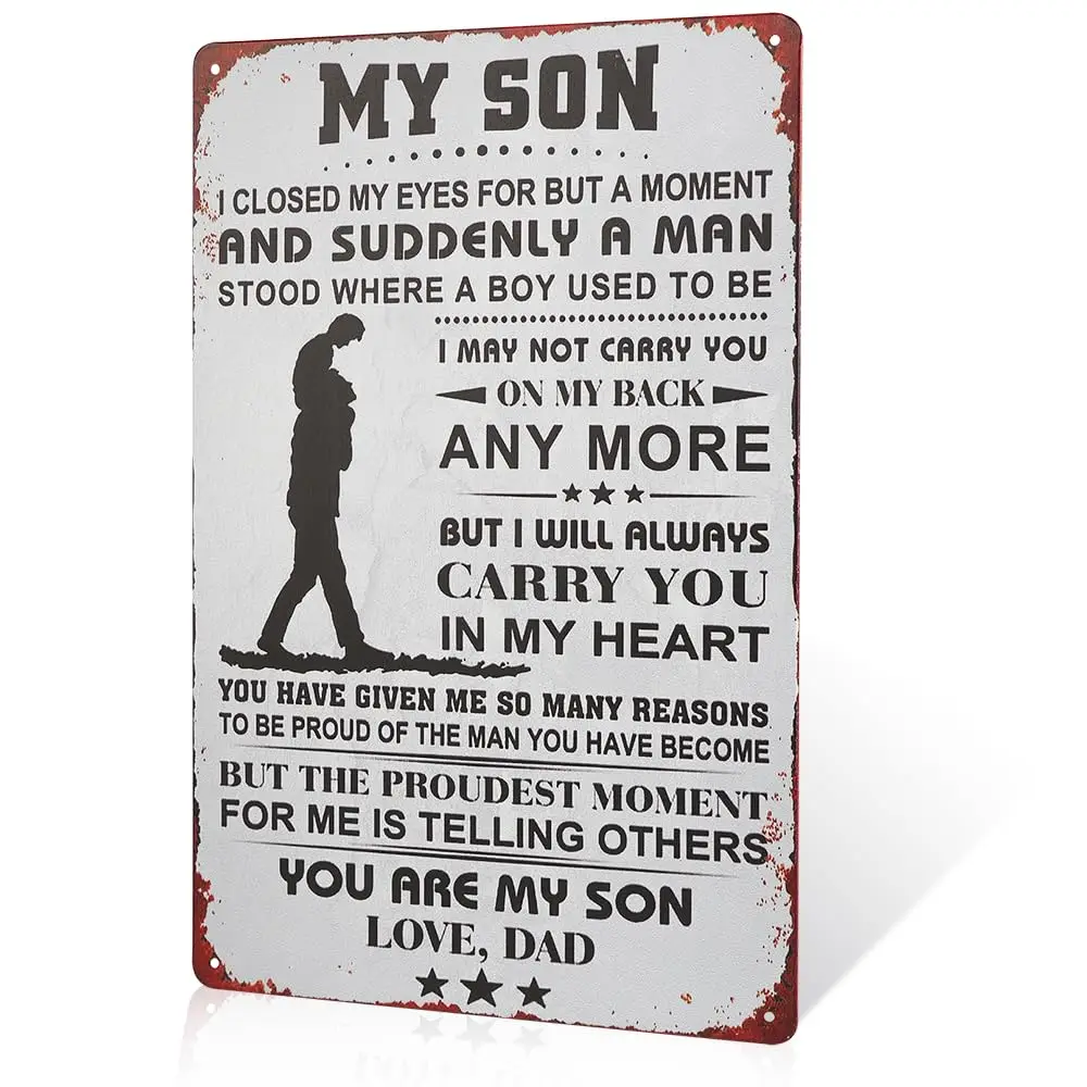 Металлические настенные рисунки Динливер Мой сын подарок на День отца для