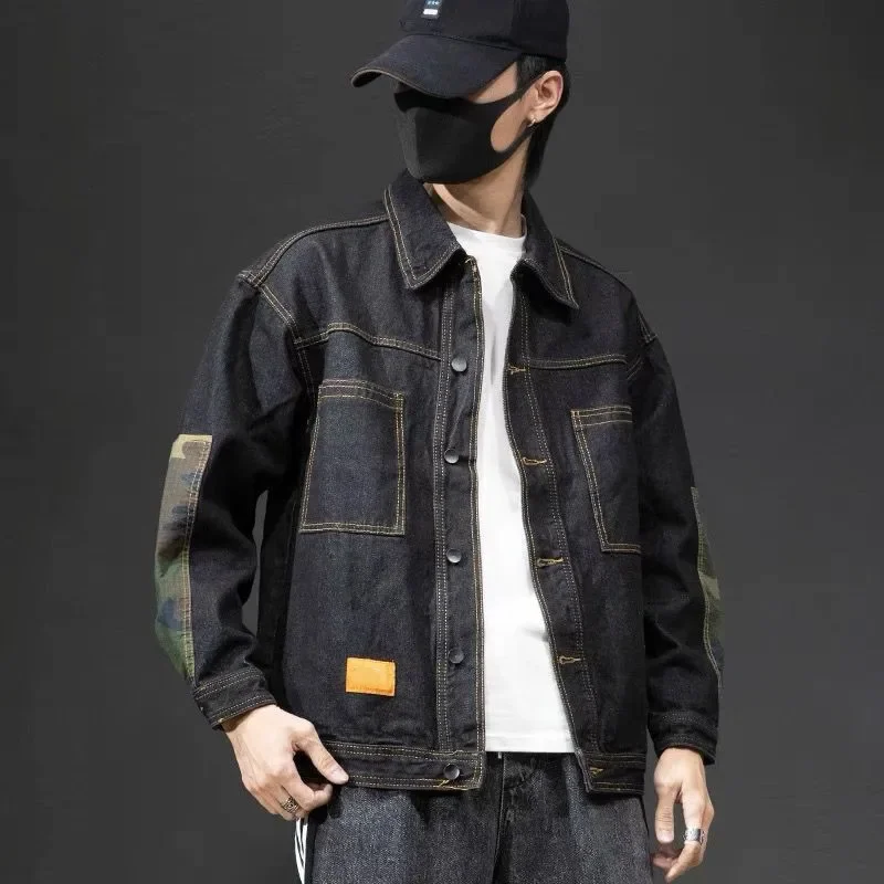 Модная джинсовая куртка для мужчин повседневная свободная посадка