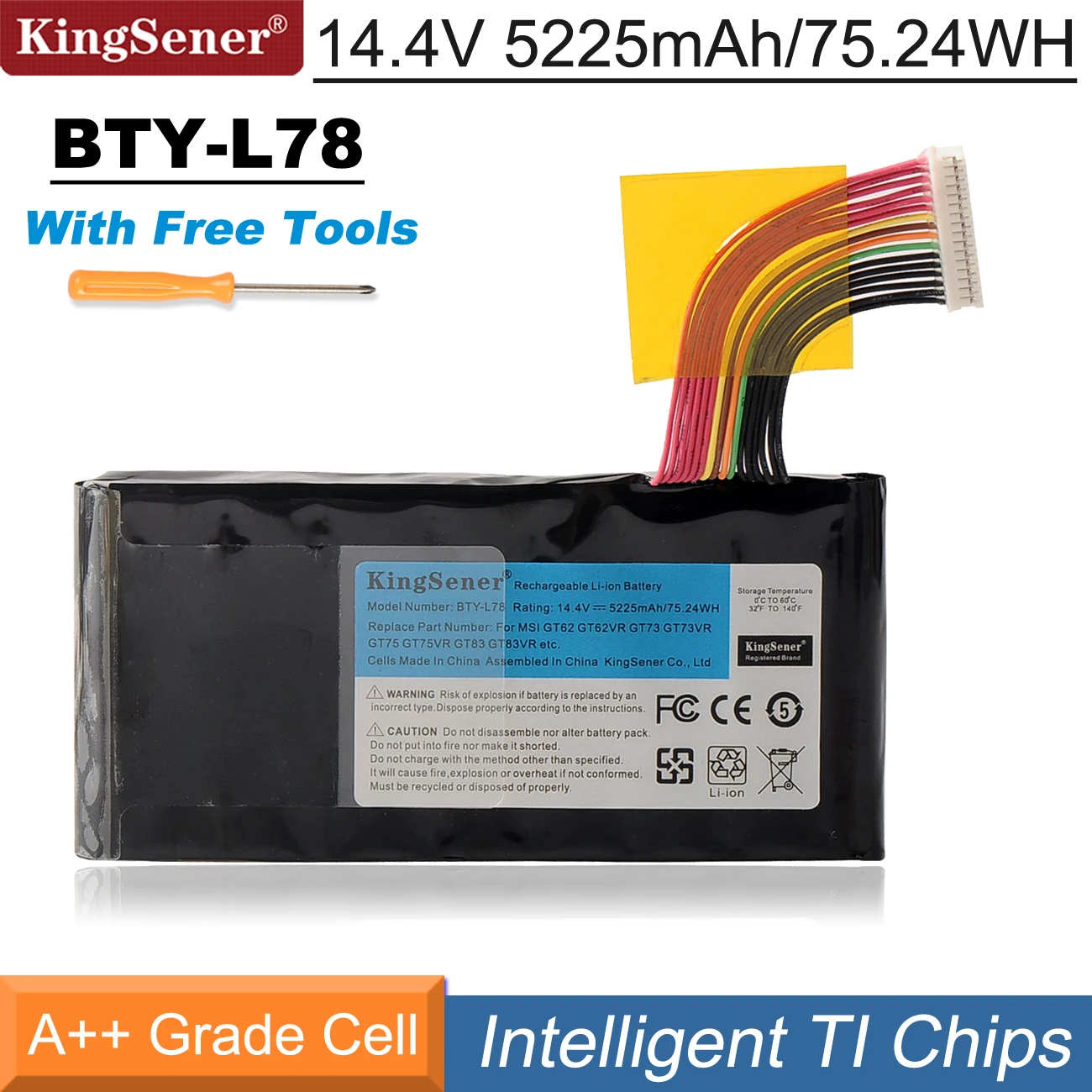 Bateria do Portátil para Msi Gt62 Gt62vr Gt80 Gt80s Gt73 Gt73vr Gt83 Gt83vr Gt75 Gt75vr Ms1812 Ms-1814 5225mah Novo Kingsener-bty-l78