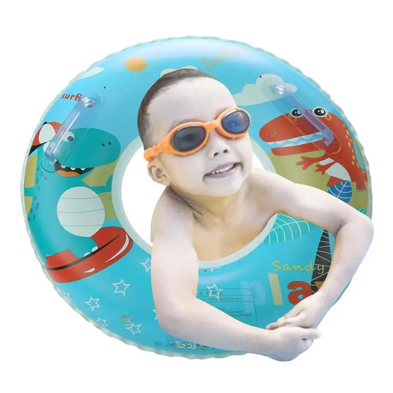 

Inflatable Swim Ring Cute Cartoon Pattern PVC Ring Pool Float with Handles Floating Toys Water Fun Beach Swimming Pool Supplies