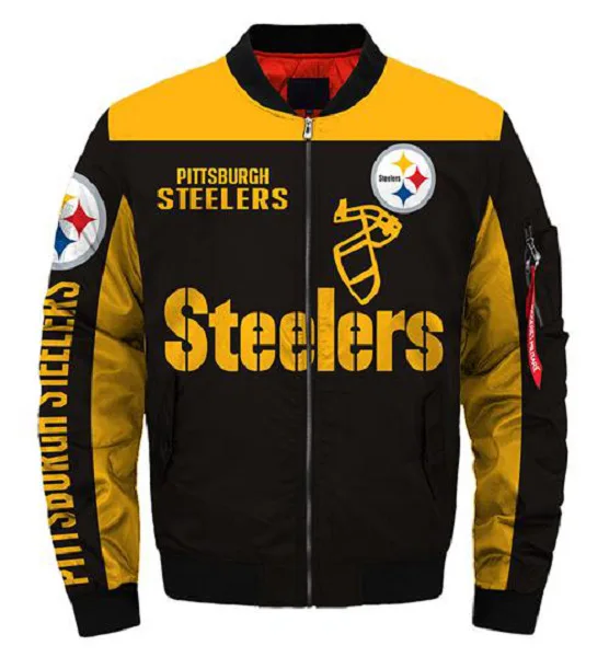 

Pittsburgh Men Steelers Winter Jackets coat Fashion 3D Digital Print baseball uniform football zipper Bomber Jacket for clothing