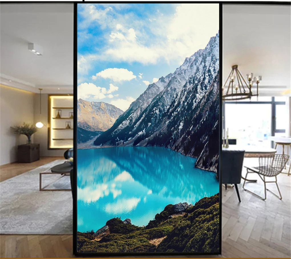 

Decorative Windows Film Privacy Beautiful Scenery Stained Glass Window Stickers No Glue Static Cling Frosted Window Cling Tint