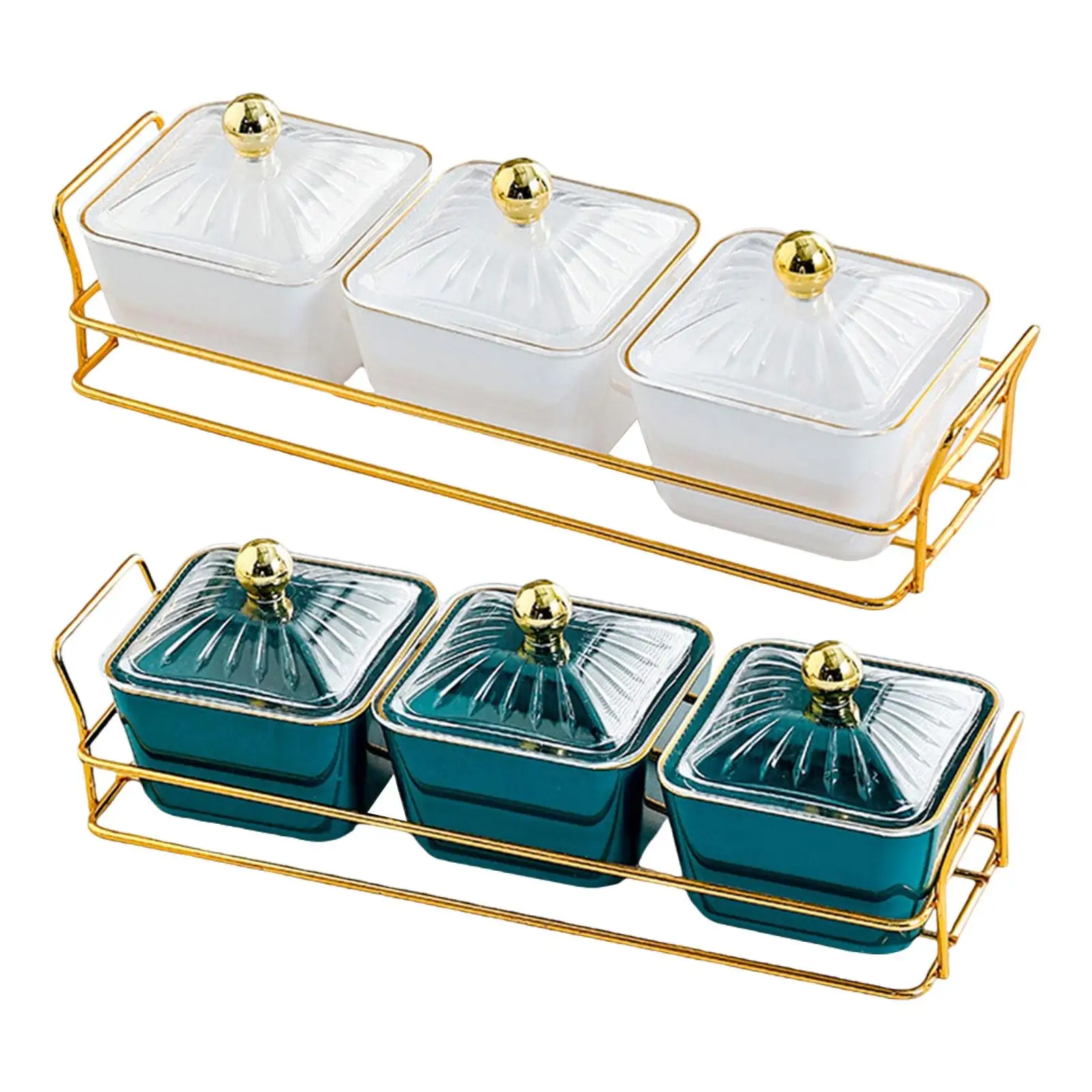 Набор сервировочных блюд для фруктовых закусок с крышками 3-х отделений поднос