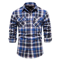 new business autumn mens pocket business shirt trendy plaid long sleeve lapel shirt mens cardigan