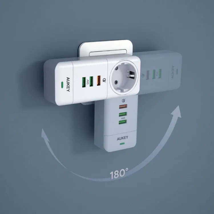 Сетевое зарядное устройство Aukey Wall Charger с европейской розеткой и 3 USB цвет Белый