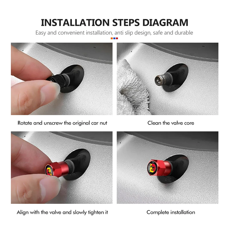 Фото Колпачки на ниппели для шин Abarth с эмблемой, шестигранные, для Fiat Grande Punto, Tipo, Stilo, Ducato, Palio, 500X №4