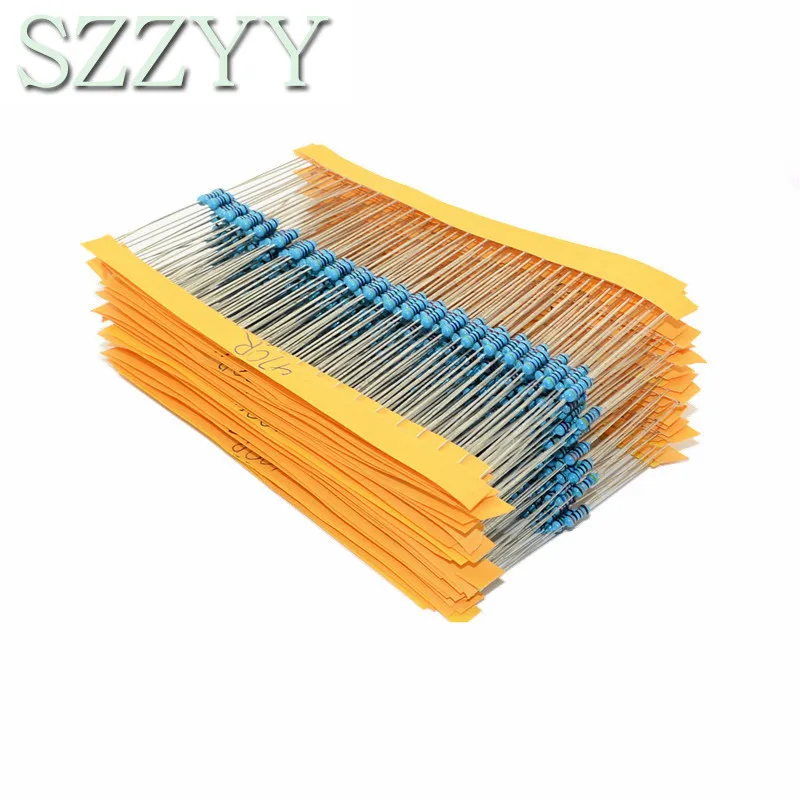 

100pcs 1/4W 1R~10M 1% Metal film resistor 100R 220R 1K 1.5K 2.2K 4.7K 10K 22K 47K 100K 100 220 1K5 2K2 4K7 ohm resistance