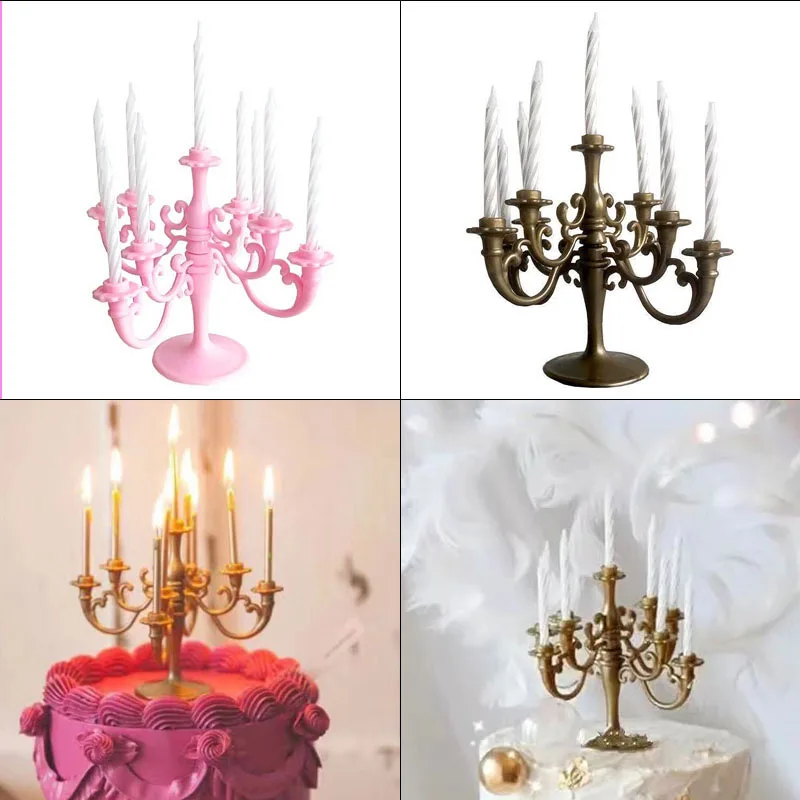 

Retro Decorative European Style Candle Holder Cake Decorations Festive Supplies Candlestick Decorations Party Baking Decorations