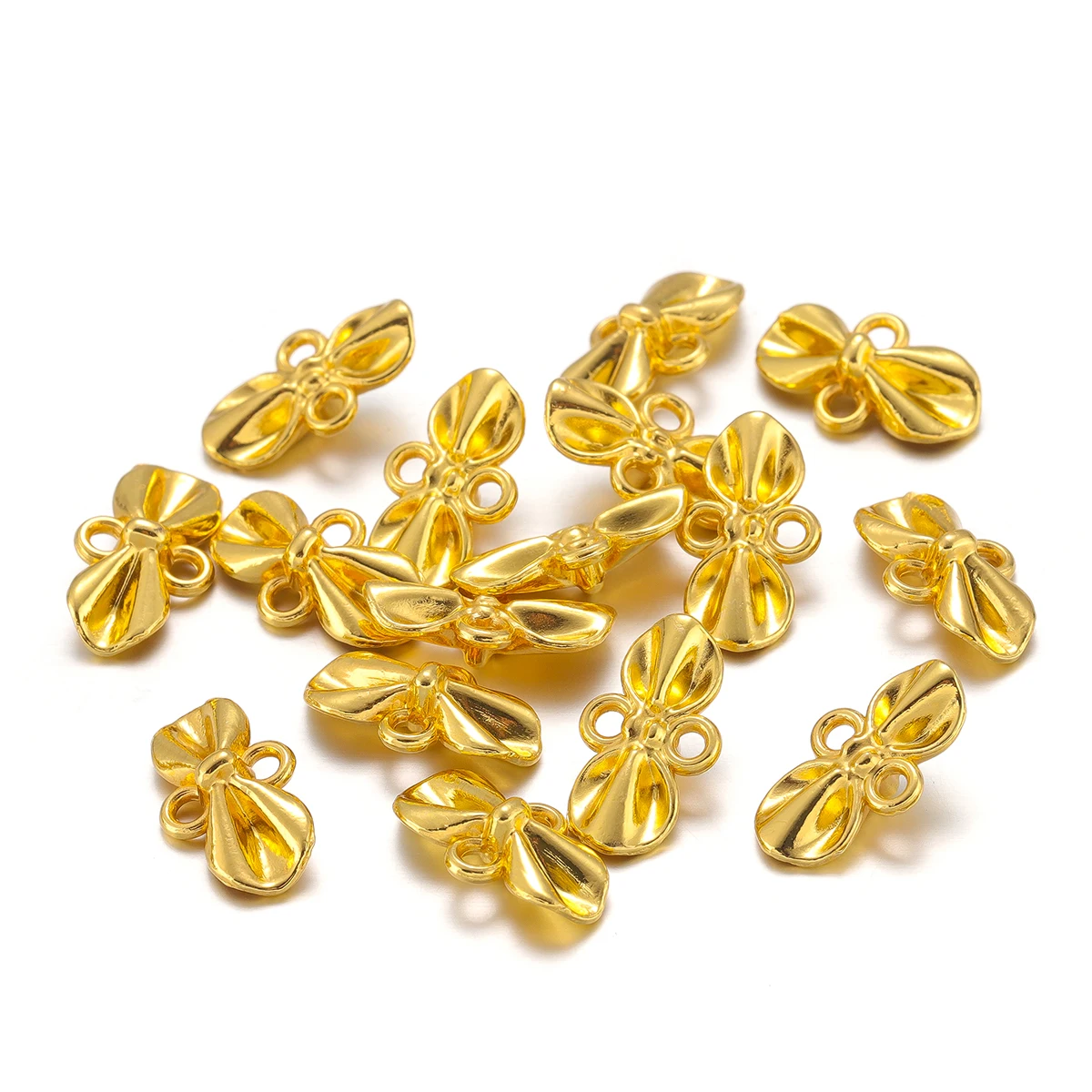 

30Pcs/Bag Gold Plate Alloy Bowknot Heart Charms Pedants Connectors For DIY Necklace Bracelet Jewelry Making Accessories