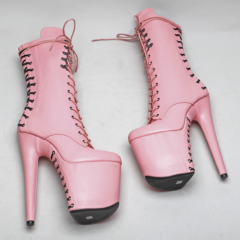 Leecabe 20CM/8Inch Matte PU Women's Platform disco party High Heels Shoes Pole Dance boot