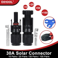 50100 pairs 1020pcs solar connector 30a ip67 pv cable plug male female solar system panel connectors spanner crimping tool