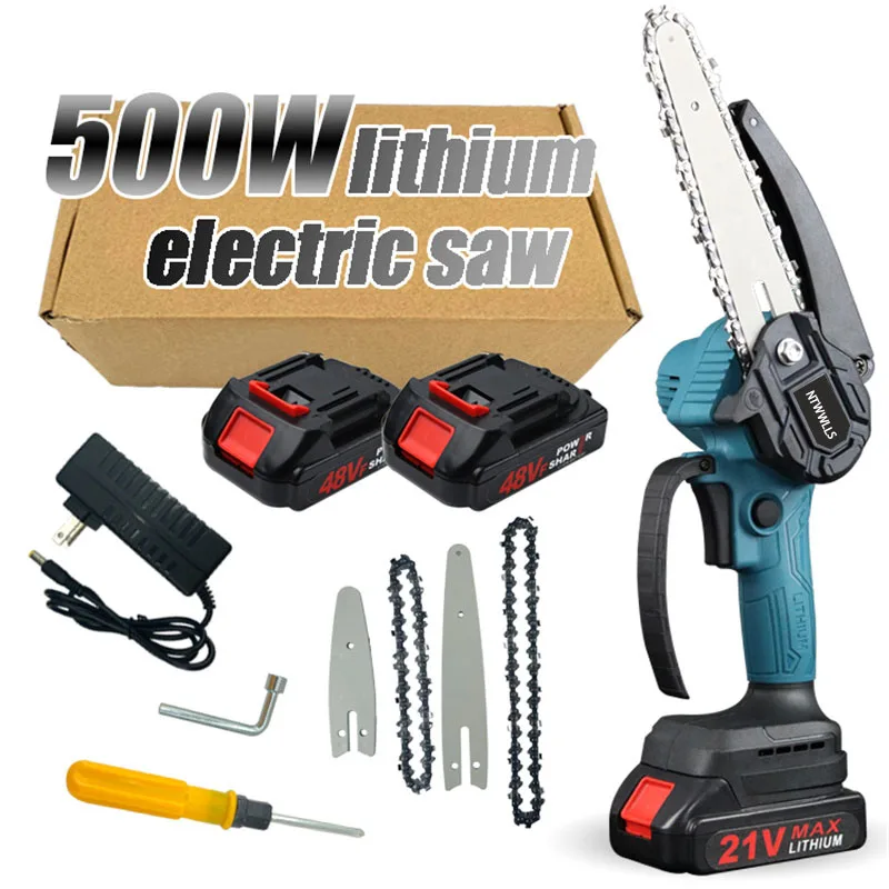 

4/6Inch Handheld Electric Saw.NTWWLLS with Indicator.Portable Mini Pruning Chainsaw Garden Woodworking Cutting Tool