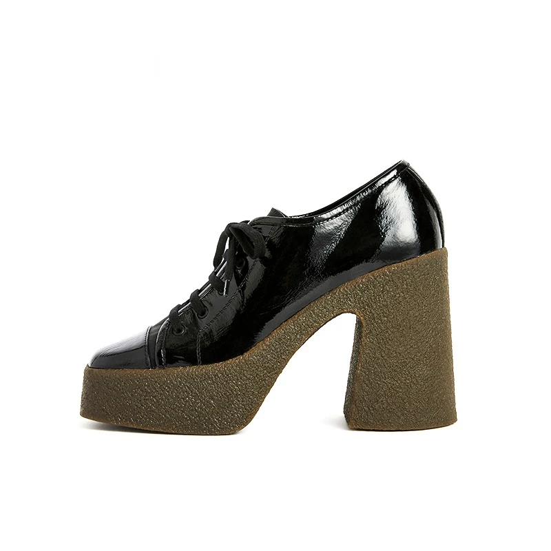 

High-heeled Shoes Women's Thick-soled Platform Shoes Spring High-heeled Shoes Thick-heeled British Style Square-toed Party Shoes